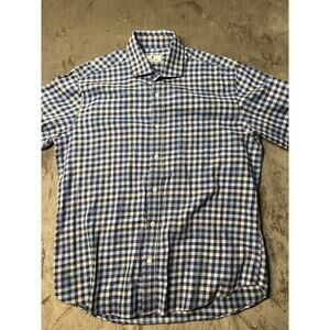 Southern Pines Button Shirt Men's‎ Large Blue Plaid Check